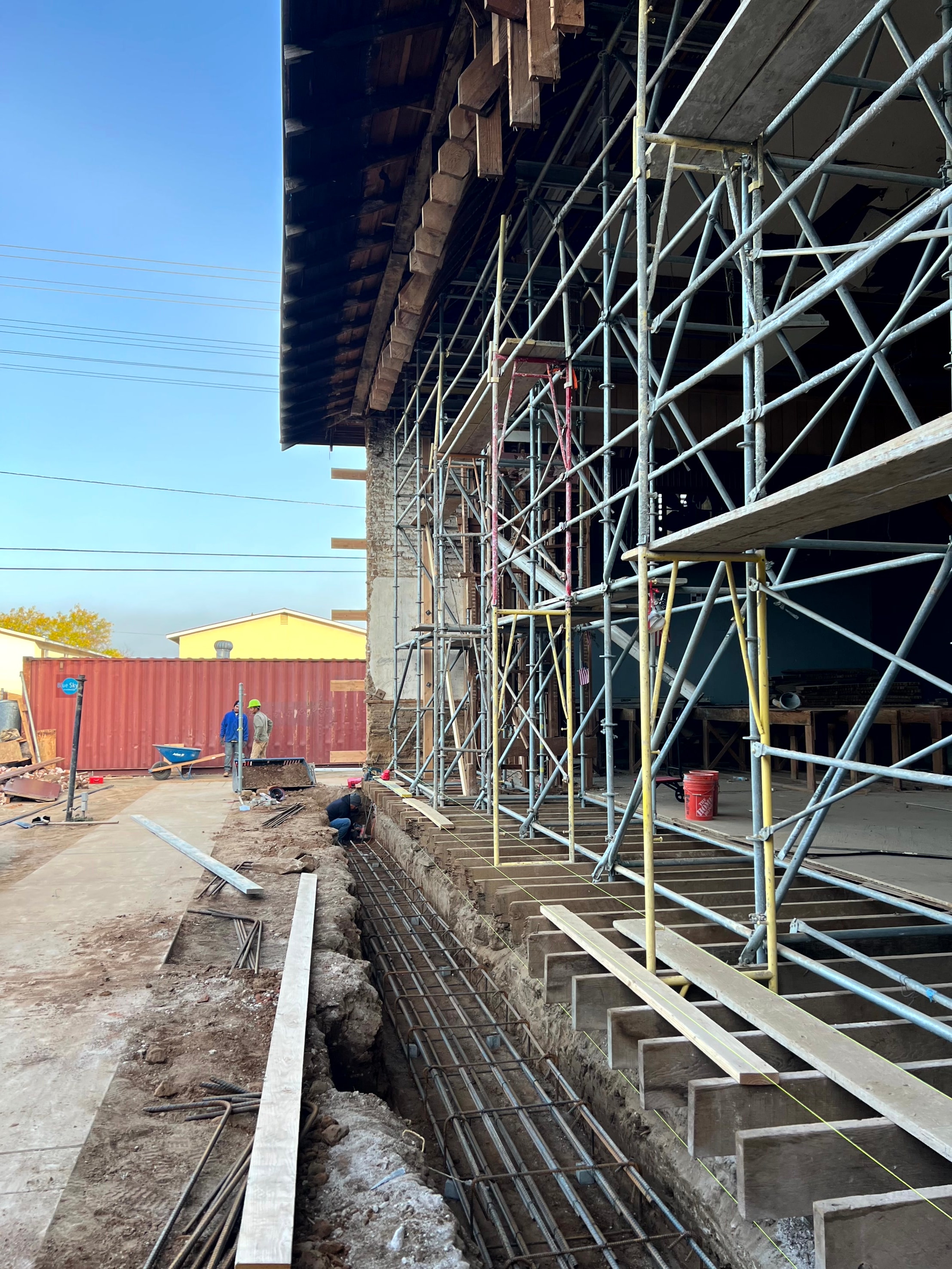 Ramona Town Hall structural shoring and foundation excavation
